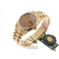 Rolex DayDate President Cognac ref. 118238 oro giallo 18kt nuovo